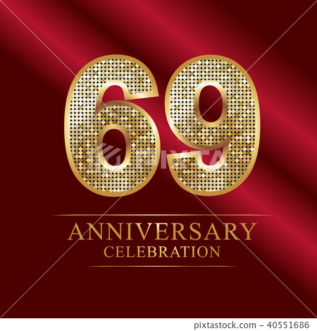 69th Golden shiny mosaic in disco ball style. 40551686