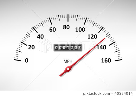 Car speedometer with speed level scale isolated on white. Car tachometer or odometer with speed 40554014