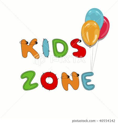 Kids zone sign. Hand written display colored text Kids zone sign. Hand written display colored text 40554142