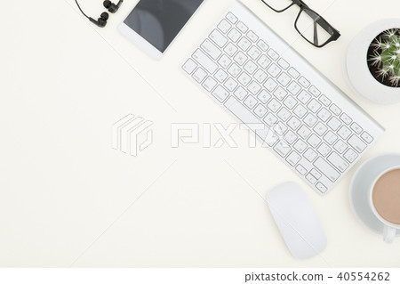 White office desk table with laptop 40554262