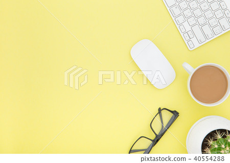workspace with tablet, keyboard, coffee cup 40554288