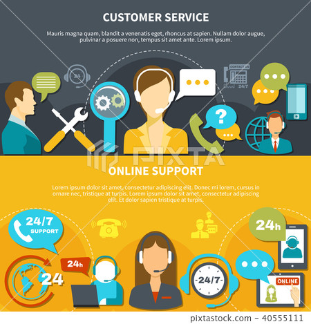Customer Service Horizontal Banners Stock Illustration 40555111