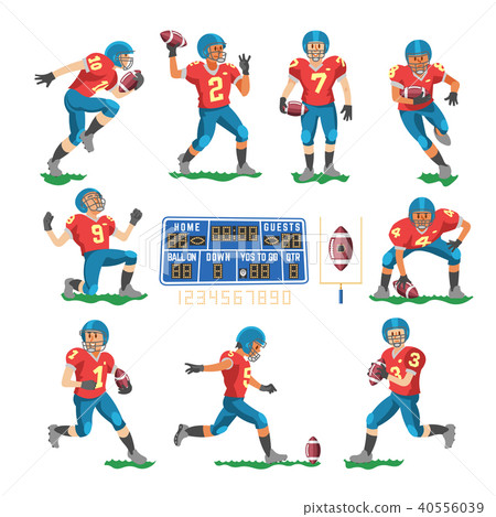 Soccer vector footballer or soccerplayer character in sportswear playing with soccerball on football Soccer vector footballer or soccerplayer character in sportswear playing with soccerball on football 40556039