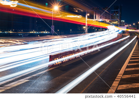 Traffic at night on a chinese elevated highway 40556441
