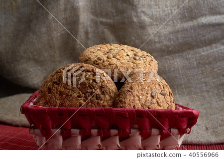 Savory cookies sprinkled with sesame seeds Savory cookies sprinkled with sesame seeds 40556966