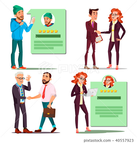 Happy Client Set Vector. Positive Rating. Smiling People. Partnership. Isolated Flat Cartoon 40557923