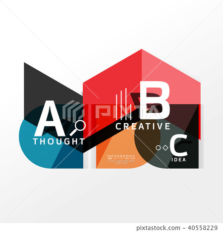 Geometric infographic banner, paper info diagram created with color shapes Geometric infographic banner, paper info diagram created with color shapes 40558229
