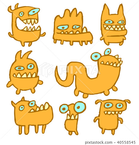 Yellow Monsters Emoticons Set. Vector Illustration 40558545