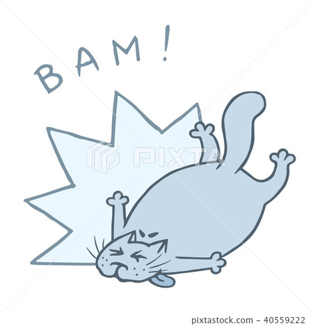 Cute cat's fall into a swoon from shock. Vector  40559222