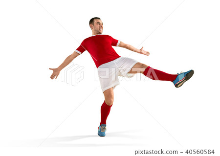 Professional football soccer player isolated white background 40560584
