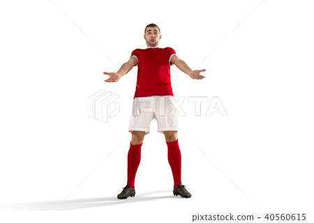 Professional football soccer player isolated white background Professional football soccer player isolated white background 40560615