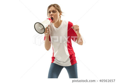 French fan celebrating on white background 40561657