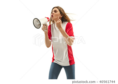 French fan celebrating on white background 40561744