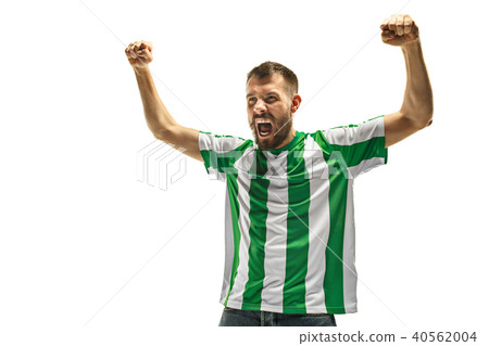 Irish fan celebrating on white background Irish fan celebrating on white background 40562004