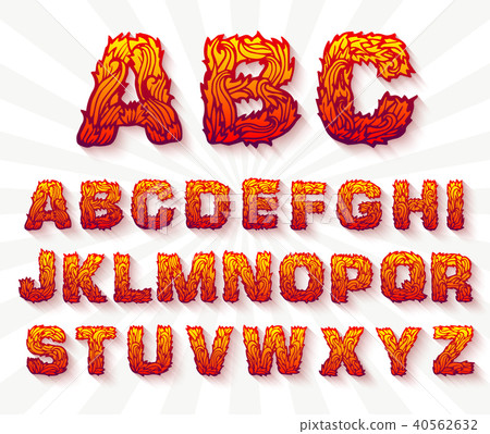 Fire set font alphabet text on a whitebackground concept. Vector design concept illustration Fire set font alphabet text on a whitebackground concept. Vector design concept illustration 40562632