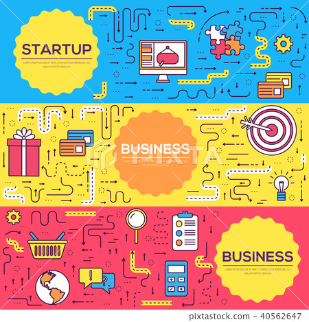 Business vector brochure cards thin line set. Marketing template of flyear, magazines, posters, book 40562647