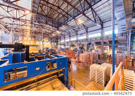 Fiberglass production industry equipment at manufacture background 40562973