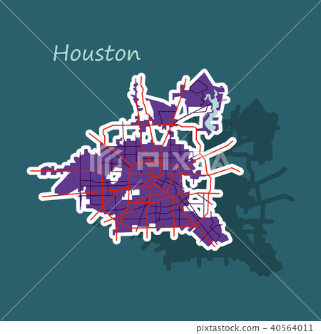 Sticker Map Houston city. Texas Roads Sticker Map Houston city. Texas Roads 40564011