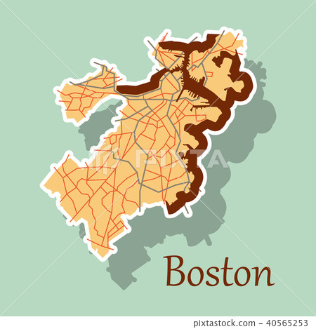 Map of Boston City Sticker Illustration Map of Boston City Sticker Illustration 40565253
