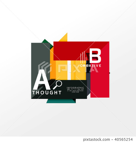 Geometric infographic banner, paper info diagram created with color shapes Geometric infographic banner, paper info diagram created with color shapes 40565254