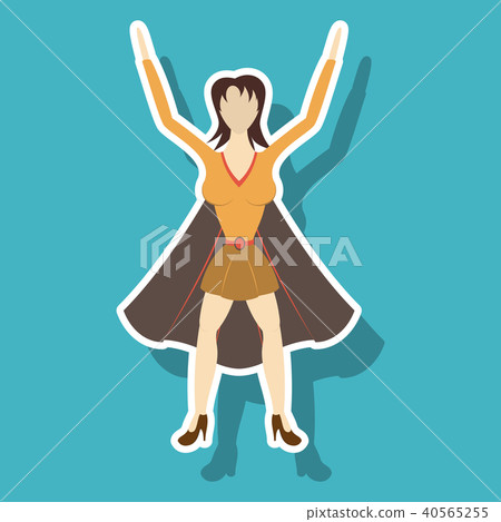 Super hero woman sticker poster in comic style. 40565255