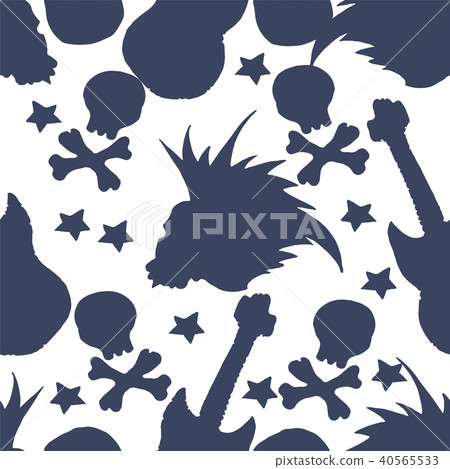 Vector hand drawn seamless patern. Skulls, bones 40565533