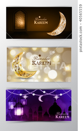 Ramadan Kareem greeting card banners set 40565559