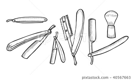 razor and shaving brush. 40567663