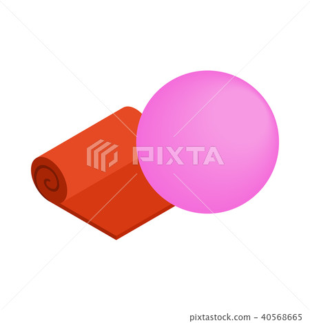 Orange yoga mat and pink fitness ball icon 40568665