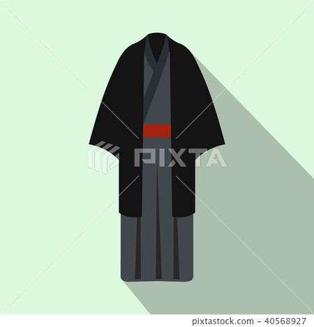 Black japanese kimono icon, flat style 40568927