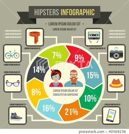 Hipster infographic concept, flat style Hipster infographic concept, flat style 40569236