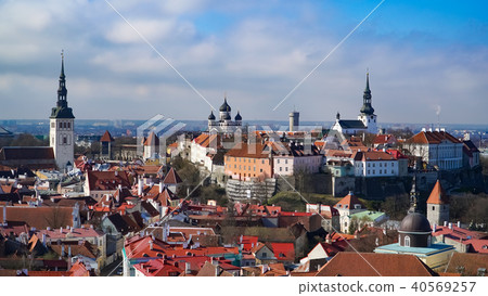 Tallinn skyline, Estonia. Aerial view of Tallinn. 40569257