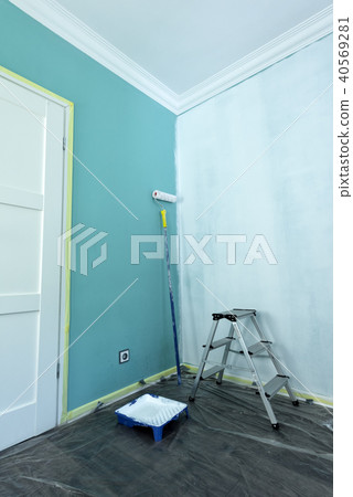 Painting tools on wall background 40569281