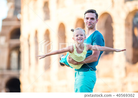 Young father and little girl background Colosseum, Rome, Italy 40569302
