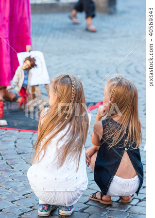 Adorable little girls in Trastevere in Rome, Italy 40569343