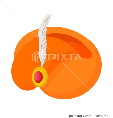 Saffron colored turban icon with a feather Saffron colored turban icon with a feather 40569372