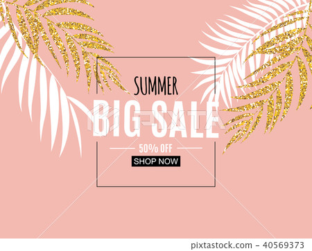 Abstract Summer Sale Background with Palm Leaves. Vector Illustration Abstract Summer Sale Background with Palm Leaves. Vector Illustration 40569373
