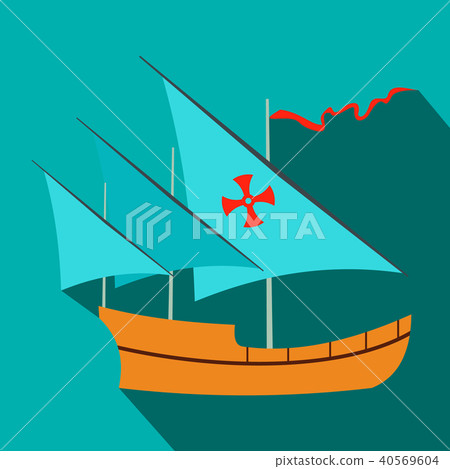Santa Maria sailing ship icon, flat style Santa Maria sailing ship icon, flat style 40569604