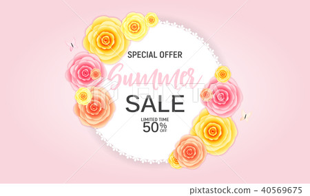 Abstract Flower Summer Sale Background with... - Stock Illustration ...