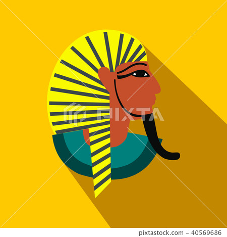 Egyptian pharaoh icon, flat style - Stock Illustration [40569686] - PIXTA
