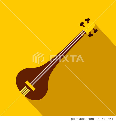 Traditional Indian sarod icon, flat style  40570263