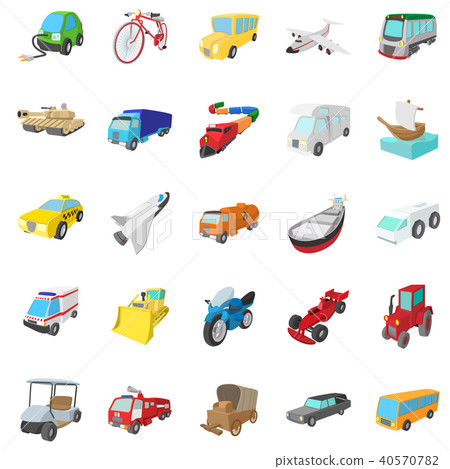 Transportation icons set, cartoon style Transportation icons set, cartoon style 40570782