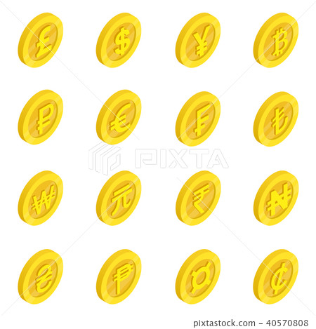 Currency icons set, isometric 3d style 40570808
