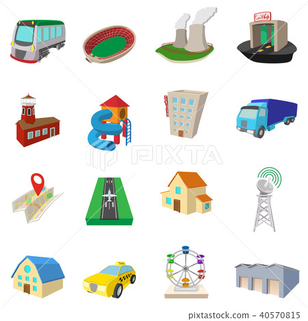 City icons set, cartoon style 40570815