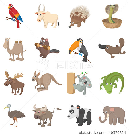 Animal icons set, cartoon style Animal icons set, cartoon style 40570824