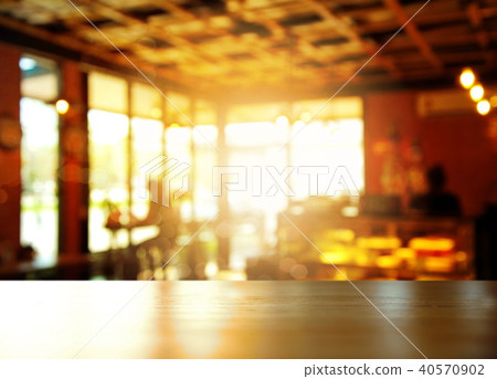 interior top of wood table in coffee shop interior top of wood table in coffee shop 40570902