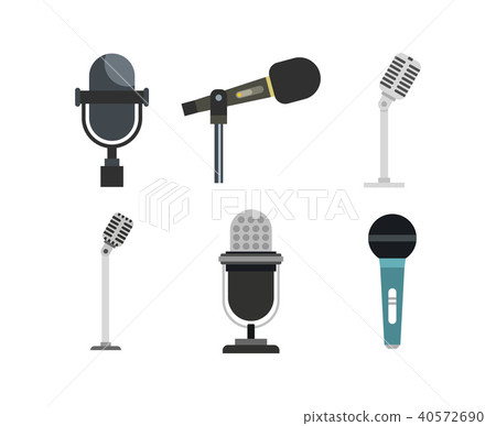 Microphone icon set, flat style 40572690