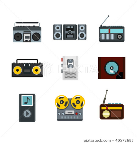 Record player icon set, flat style - Stock Illustration [40572695] - PIXTA
