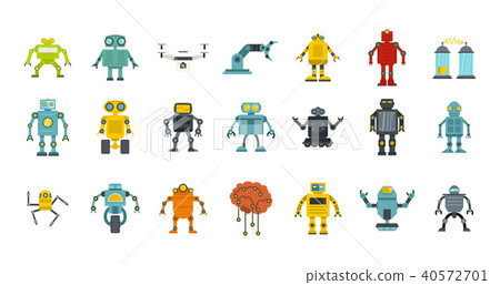 Robot icon set, flat style Robot icon set, flat style 40572701