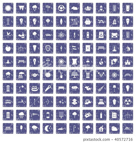 100 street lighting icons set grunge sapphire 40572716